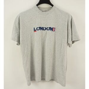 Vintage Screen Stars Single Stitch LONDON Graphic Crew T-Shirt Men's XL Gray